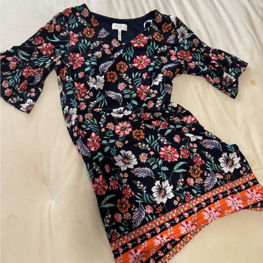 Laundry By Shelli Segal Navy Dress with Floral Accents